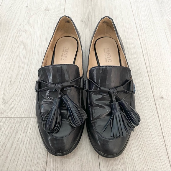 IMNYC ISAAC MIZRAHI Patent Leather Tassel Loafers - Picture 1 of 4